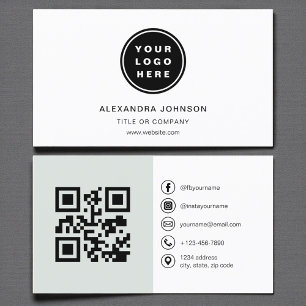 Sage Green QR Code Social Media Visitenkarte