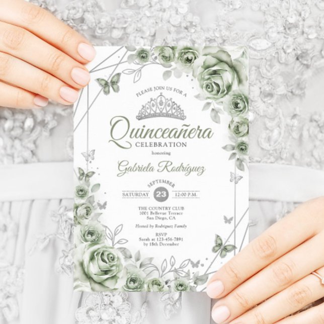 Sage Green Quinceanera Einladung (Von Creator hochgeladen)