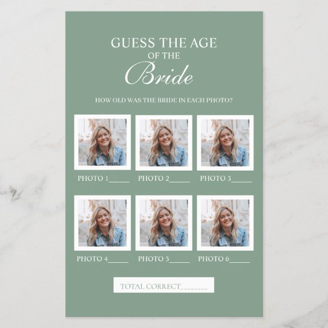 Sage Green rät das Zeitalter des Bride Paper Blatt (Vorne)