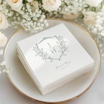 Sage Green Regency Floral Wappen Monogram Wedding