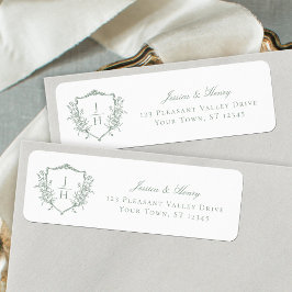 Sage Green Regency Wappen Monogram Wedding Address