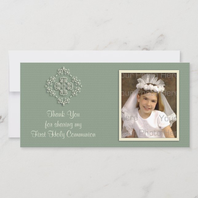 Sage Green Religious Danke Foto Card (Vorderseite)