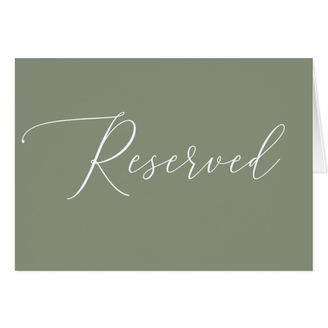 Sage Green Reserved Wedding Sign | Elegant Script (Vorderseite (Horizontal))
