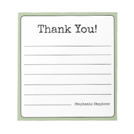 Sage Green Retro Danke, dass Sie Ihren Namen Linke Notizblock