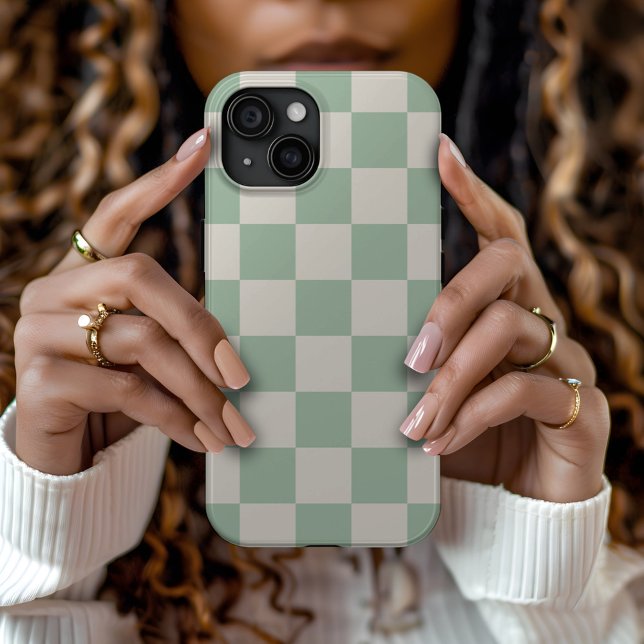 Sage Green Retro Karo Case-Mate iPhone Hülle (Von Creator hochgeladen)