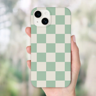 Sage Green Retro Karo Case-Mate iPhone 14 Hülle