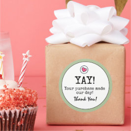 Sage Green Retro mit Herz Business Vielen Dank Runder Aufkleber