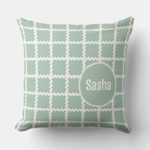 Sage Green Ric Rac Design für Mädchen mit Namen Kissen