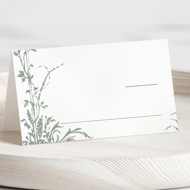 Sage Green Romantic Botanical Garden Wedding Platzkarte (Von Creator hochgeladen)