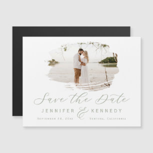 Sage Green Romantic Brushed Frame Save The Date Magneteinladung