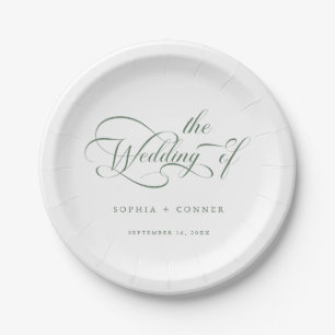 Sage Green Romantic Classy Calligraphy Wedding Pappteller