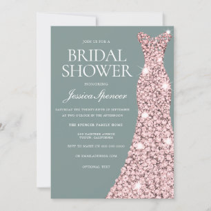 Sage Green Rose Gold Dress Brautparty Einladung