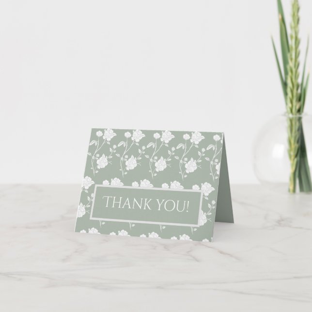 Sage Green Rose Wedding Danke (Vorderseite)