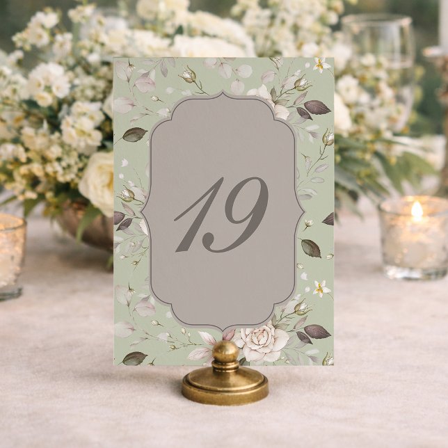 Sage Green Rose Wedding Table Numbers 10–19 Einladung (Von Creator hochgeladen)