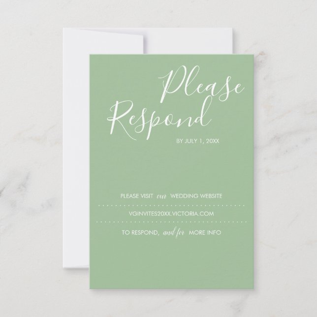 Sage Green RSVP Card, Wedding Website (Vorderseite)