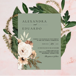 Sage Green Rustic Bohemisch Wedding Einladung