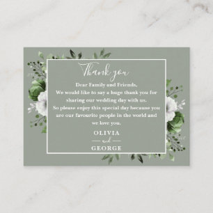 Sage Green Rustic Floral Wedding Vielen Dank Platzkarte