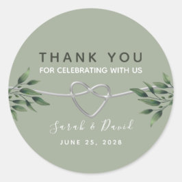 Sage Green Rustic Wedding Vielen Dank, dass Sie St Runder Aufkleber