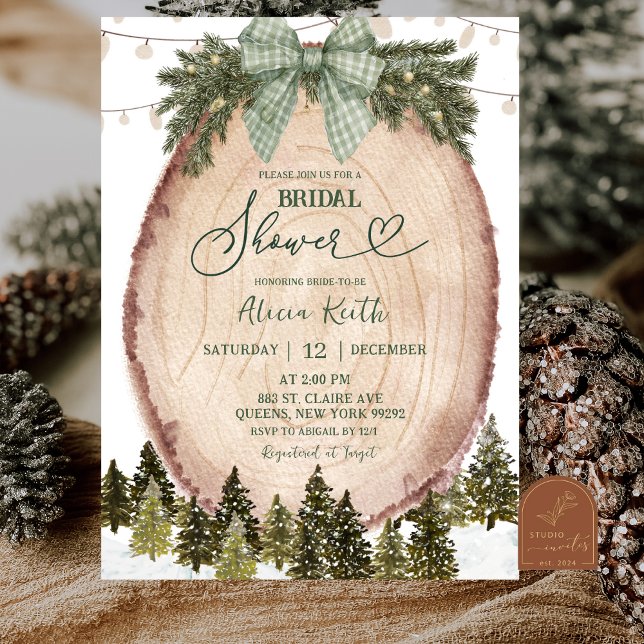 Sage Green Rustic Winter Forest Bridal Shower Einladung (Von Creator hochgeladen)