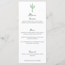 Sage Green Saguaro Cactus Vertical Wedding Menu Menükarte