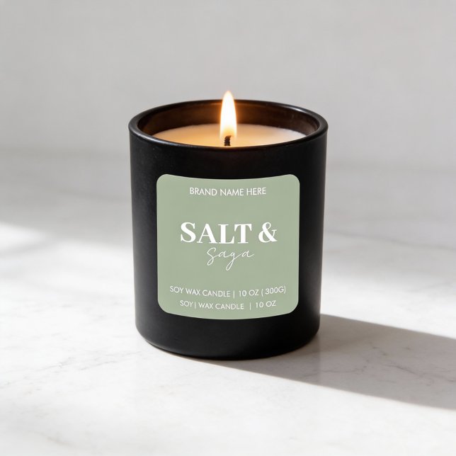 Sage Green Salt & Saga Custom Candle Label Sticker (Von Creator hochgeladen)