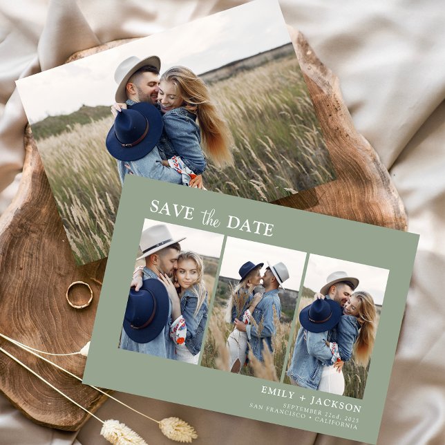 Sage Green Save the Date 4 Foto Einfach (Von Creator hochgeladen)