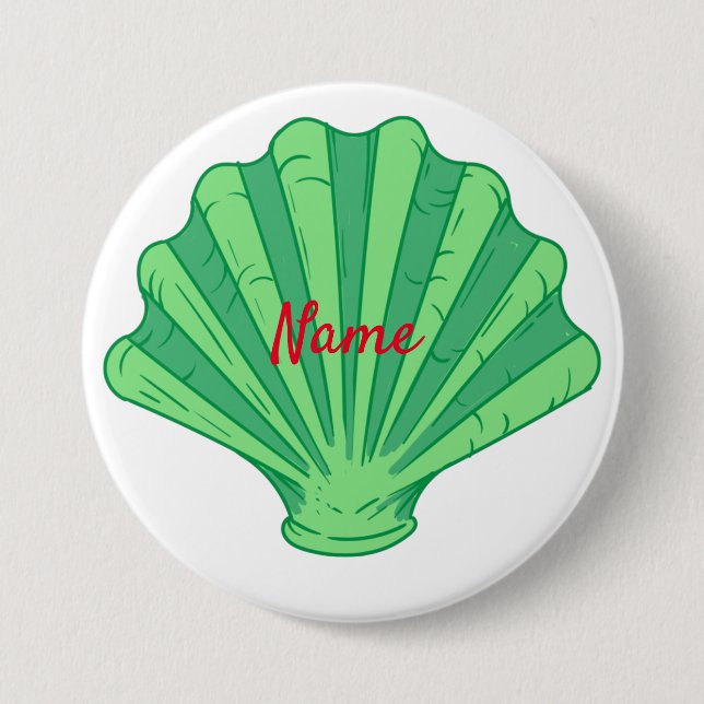 Sage Green Scallop Muschel Thunder_Cove Button (Vorderseite)