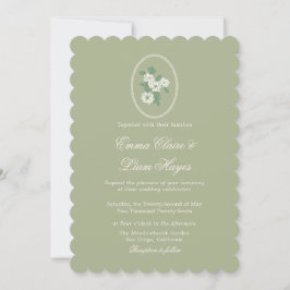 Sage Green Scalloped Wedding Invitation Einladung