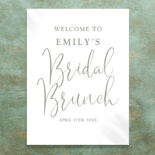 Sage Green Script Bridal Brunch Begrüßungszeichen Poster