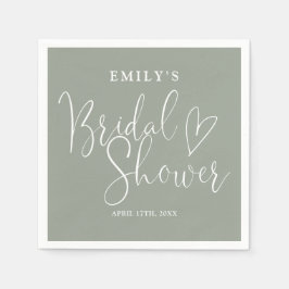 Sage Green Script Calligraphy Brautparty Serviette