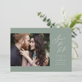 Sage Green Script Foto Save the Date