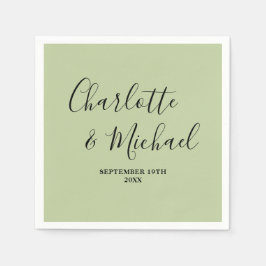 Sage Green Script Minimalist Wedding Serviette