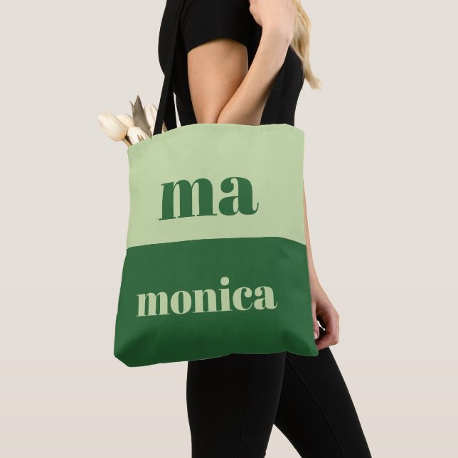 Sage green script monogram initial Tote (Von Nahem)