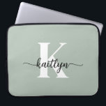 Sage Green Script Monogram Laptopschutzhülle<br><div class="desc">Diese schlichte,  elegante 15"-schlanke,  grüne Laptop-Hülle mit Ihrem Vornamen in einem trendigen Script-Schriftart in schwarz und Ihr erster Einstieg in einen modernen,  weißen Kappe-Schriftart ist perfekt für Sie. Es ist stilvoll und trendig und dennoch sehr klassisch. Es ist einzigartig - wie du!</div>