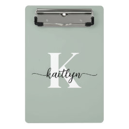 Sage Green Script Monogram Mini Klemmbrett