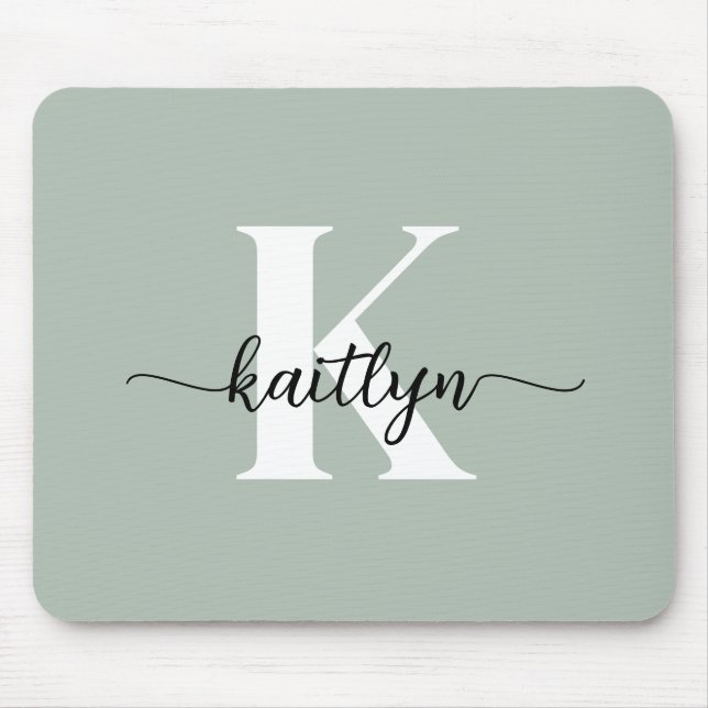 Sage Green Script Monogram Mousepad (Vorne)