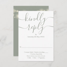 Sage Green Script String Lights Hochzeit RSVP Karte