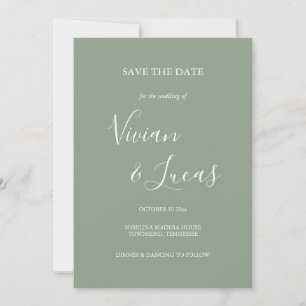 Sage Green Script Wedding Save the Date