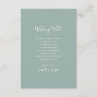 Sage Green Script Wedding Wishing Well Card