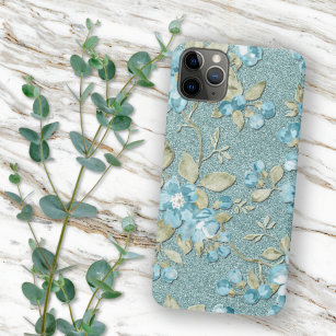 Sage Green Seafoam Aquamarin Blue Florno Kunstvoll Case-Mate iPhone Hülle