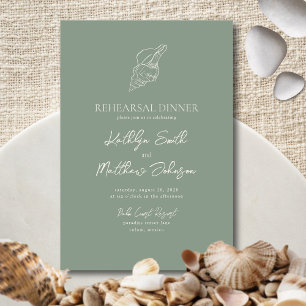 Sage Green Seashell Beach Probe Dinner Einladung
