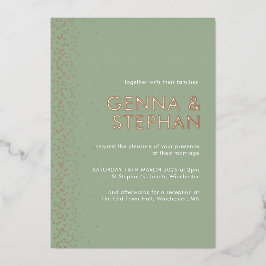 Sage Green Shimmer Hochzeitskarte Folieneinladung