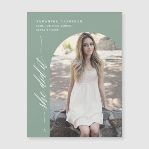 Sage Green Sie hat es Arch Foto Abschluss Magnet