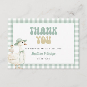 Sage Green Silly Goose Baby Shower Dankeschön Begleitkarte