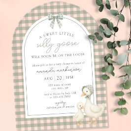 Sage Green Silly Goose Storybook Baby Shower Acryleinladungen