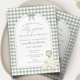 Sage Green Silly Goose Storybook Baby Shower Einladung