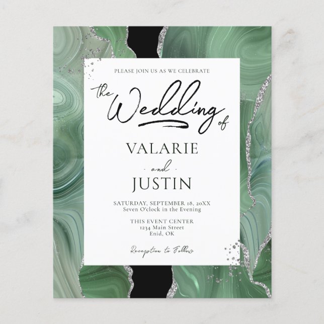 Sage Green Silver Agate Budget Hochzeit in einem (Vorderseite)