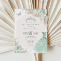 Sage Green Silver Quinceañera Boho Floral Geburtst