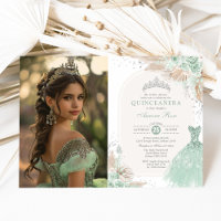Sage Green Silver Quinceañera Boho Princess Foto