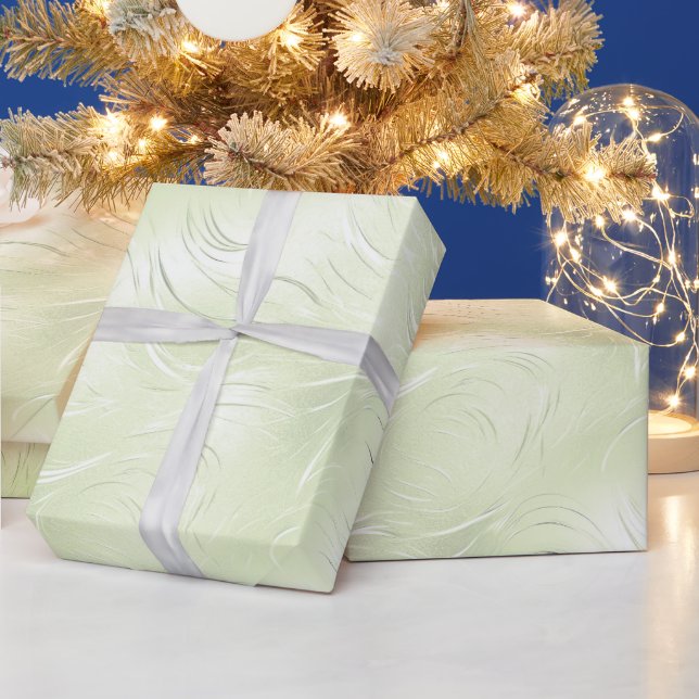 Sage Green Silver Weihnachtswrapping Paper Geschenkpapier (Feiertage)